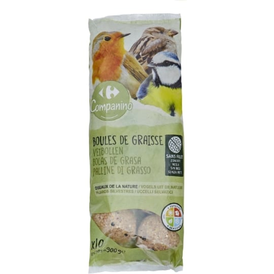 Boules de graisse Pour Oiseaux De La Nature Sans Huile De Palme CARREFOUR COMPANINO