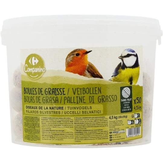 Boules de graisse Pour Oiseaux De La Nature Sans Huile De Palme CARREFOUR COMPANINO