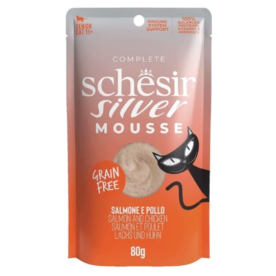 Schesir Chat Senior Silver Mousse Sachet 80 G - Saumon Poulet SCHESIR