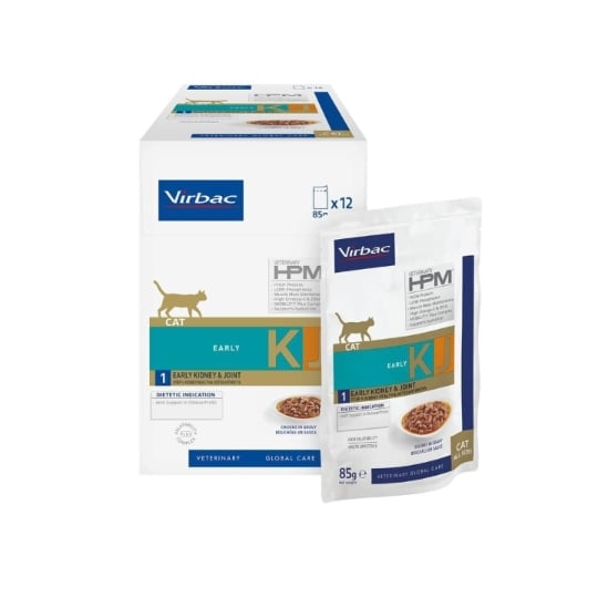 Virbac Veterinary Hpm Chat Kj1 Early Kidney & Joint Sachets - 12 X 85 G VIRBAC