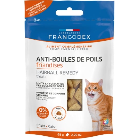 Friandises Anti Boules De Poils Pour Chatons Et Chats D'intérieur 65g FRANCODEX