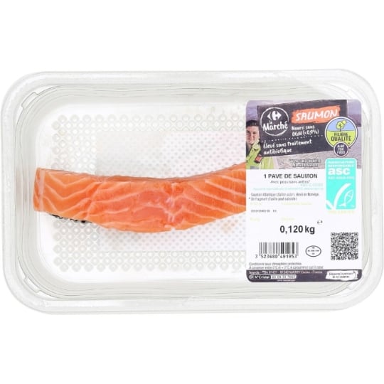 Pavé de saumon avec peau sans arêtes ASC  FILIERE QUALITE CARREFOUR