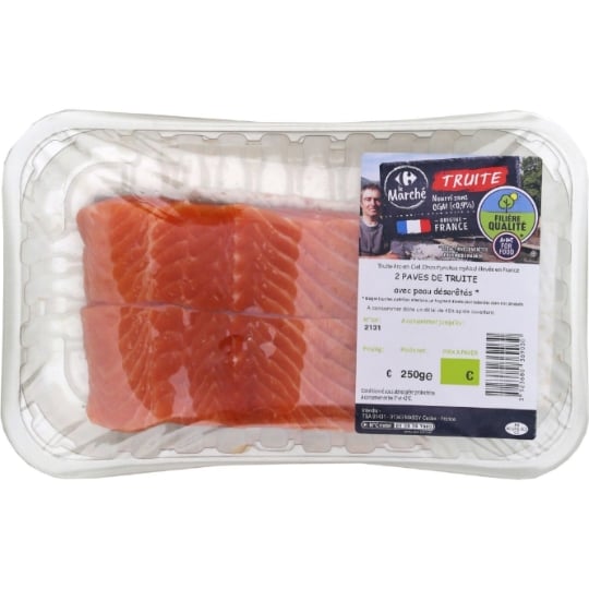 Pavés de truite avec peau désarêtés  FILIERE QUALITE CARREFOUR