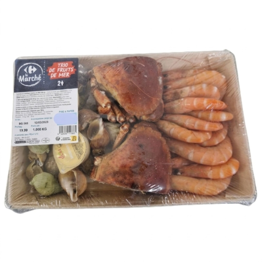 Trio de Fruits de Mer Pinces de Tourteaux Crevettes et Bulots CARREFOUR LE MARCHE
