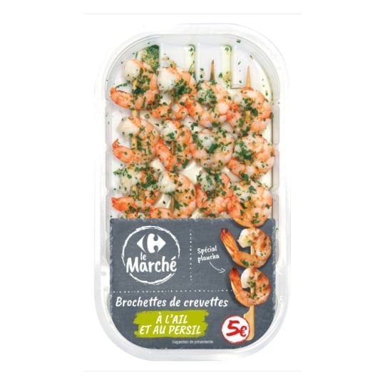 Brochettes crevettes ail et persil CARREFOUR LE MARCHE