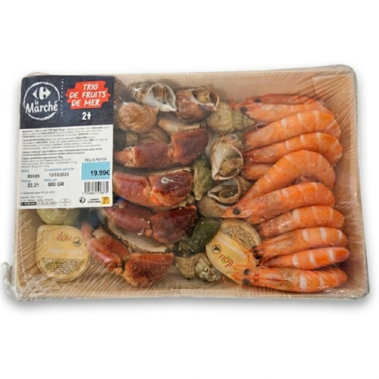 Trio de Fruits de Mer Demi Tourteau Crevettes et Bulots CARREFOUR LE MARCHE