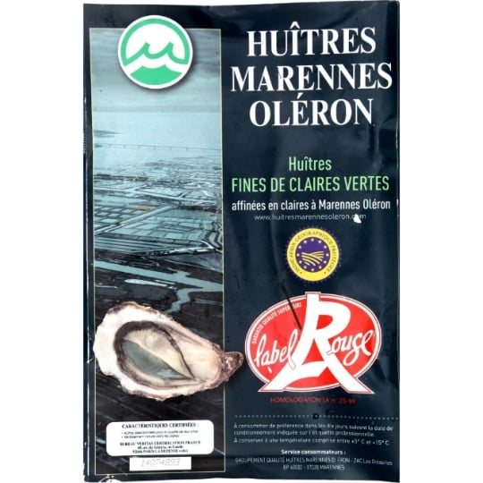 Huîtres Fines de Claires Vertes Marennes-d'Oléron N°3 IGP Label Rouge