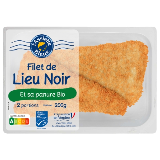 Filet de Lieu Noir et sa Panure Bio 2 portions ASSIETTE BLEUE