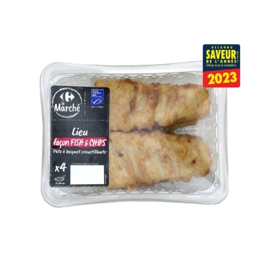 Lieu  pané MSC façon Fish & Chips  CARREFOUR LE MARCHE
