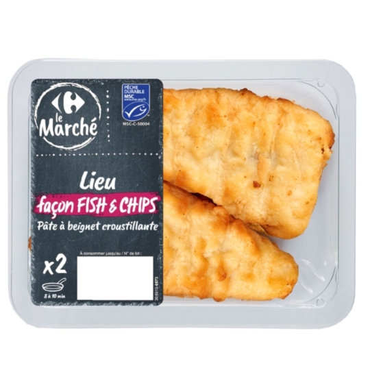 Lieu pané MSC façon Fish & Chips  CARREFOUR LE MARCHE