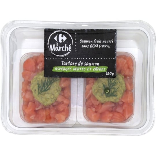 Tartare de saumon asperges vertes et câpres  CARREFOUR LE MARCHE