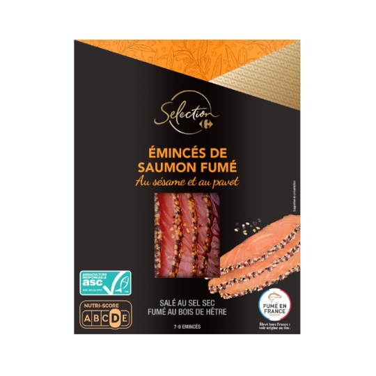 Émincés de saumon fumé au sésame et au pavot, fumé au bois de hêtre et aquaculture responsable CARREFOUR