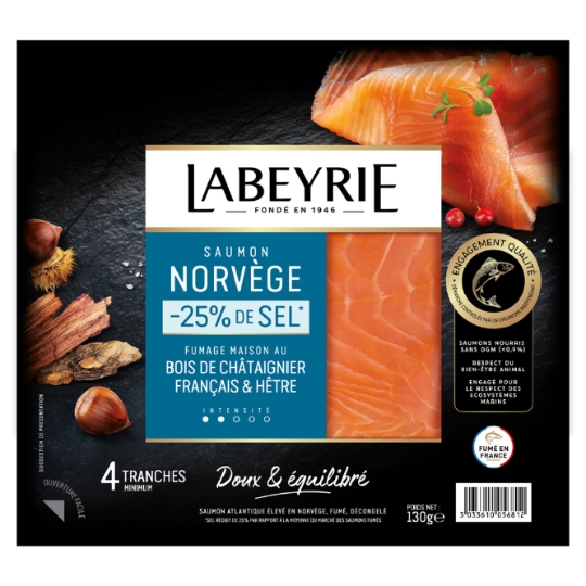 Saumon Fumé le Norvège Réduit en Sel LABEYRIE