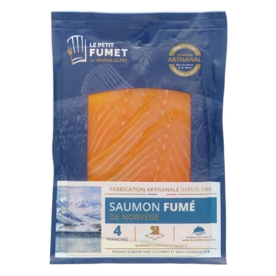 Saumon Fumé Norvégien - 4 Tranches LE PETIT FUMET EN RHONE-ALPES