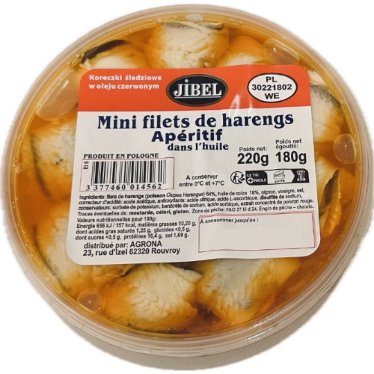 Mini Filets de Harengs Apéritifs dans l'Huile JIBEL