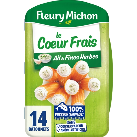Bâtonnets de Surimi le Coeur Frais fromage ail et fines herbes FLEURY MICHON