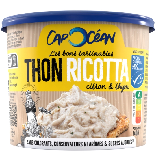 Tartinable thon MSC ricotta citron et thym CAP OCEAN