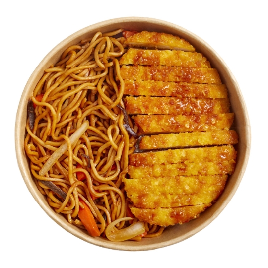 Poulet katsu et nouilles sautées grand format