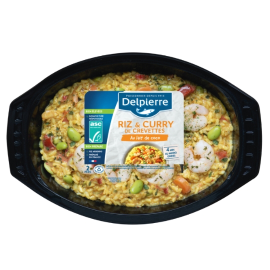 Riz et curry de crevettes décortiquées au lait de coco DELPIERRE