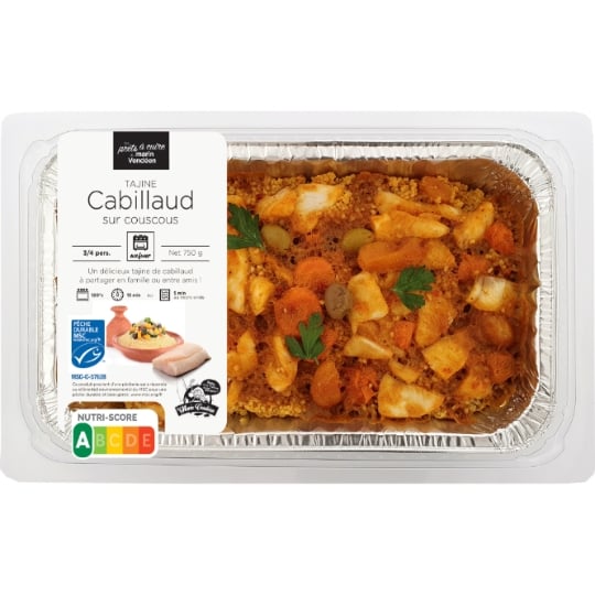 Plat cuisiné Tajine de cabillaud MSC sur couscous LE MARIN VENDEEN