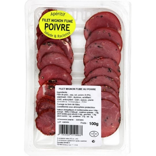 Filet mignon fumé au poivre