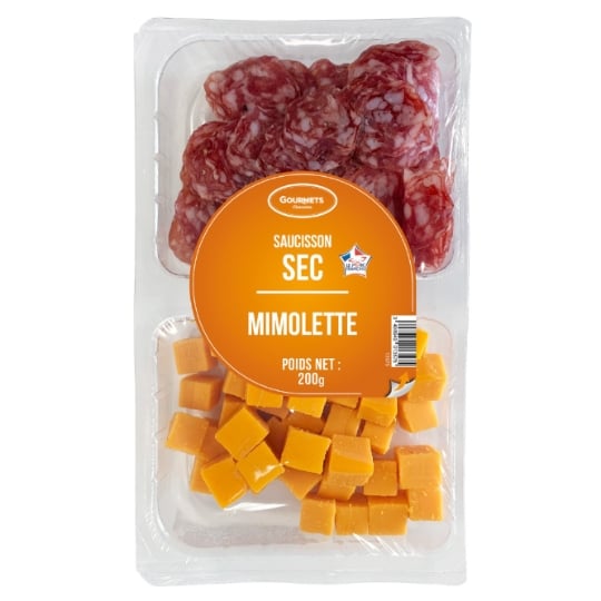 Duo Apéro Dès de Mimolette et Saucisse Sèche Nature GOURMETS CHARCUTIERS