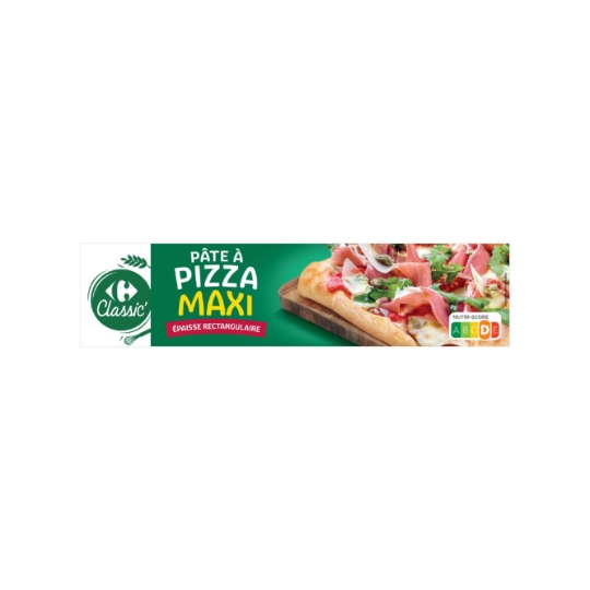 Pâte à pizza  Rectangulaire prête à dérouler maxi épaisse CARREFOUR CLASSIC'