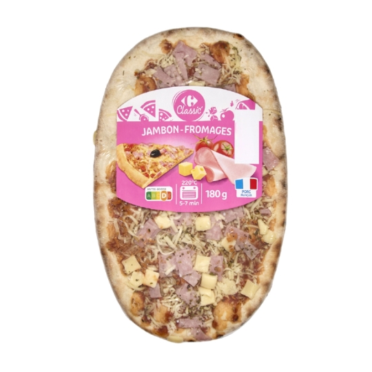 Pizza garnie de jambon cuit, de gouda et d'emmental CARREFOUR CLASSIC'