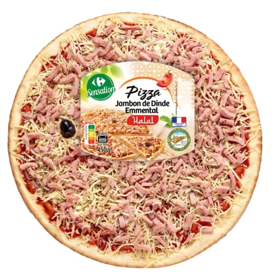 Pizza halal jambon de dinde emmental CARREFOUR SENSATION