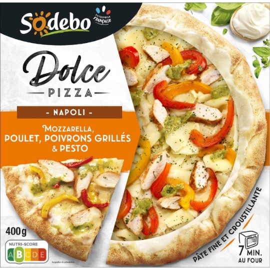 Pizza Dolce Napoli mozzarella poulet poivrons grillés SODEBO