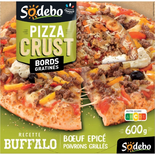 Pizza Crust Buffalo bœuf épicé poivrons grillés SODEBO