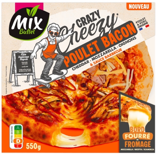 Pizza Crazy Cheezy poulet bacon cheddar mozzarella oignons sauce barbecue MIX BUFFET