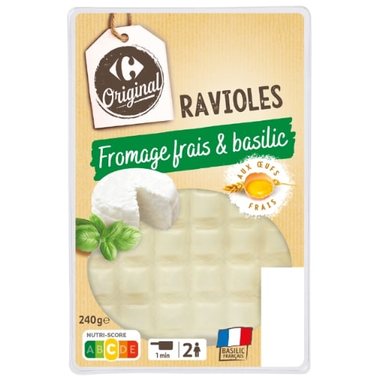 Ravioles fromage frais basilic CARREFOUR ORIGINAL
