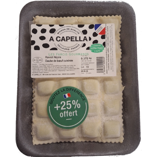 Ravioli Niçois Daube de Boeuf Cuisinée les Farcis Gourmands A CAPELLA