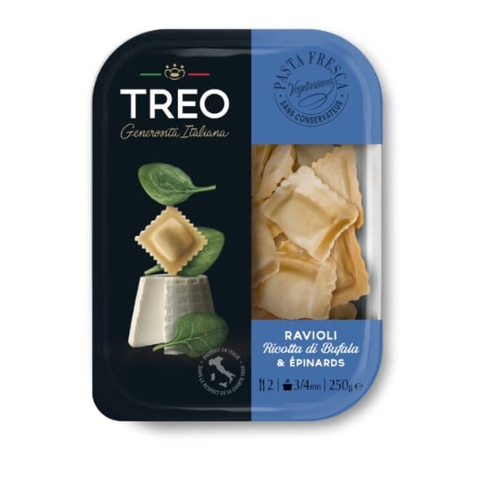 Pate fraiche ravioli ricotta di bufala épinards TREO