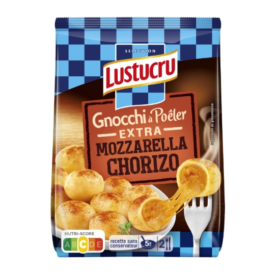 Pâtes Fraiches Gnocchi à Poêler Extra Mozzarella Chorizo LUSTUCRU