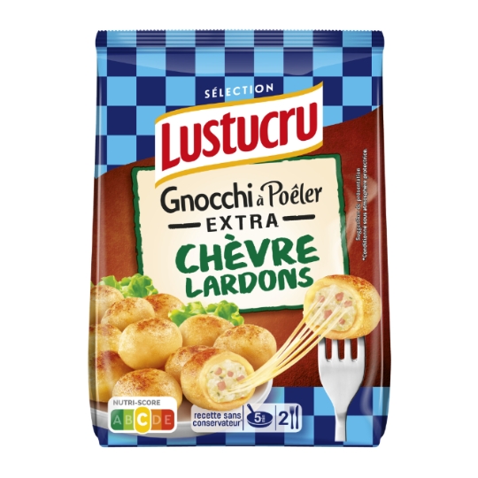 Pâtes Fraiches Gnocchi à Poêler Extra Chèvre Lardons LUSTUCRU SELECTION