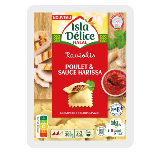 Pâtes Fraîches Raviolis Poulet et Sauce Harissa Halal ISLA DELICE