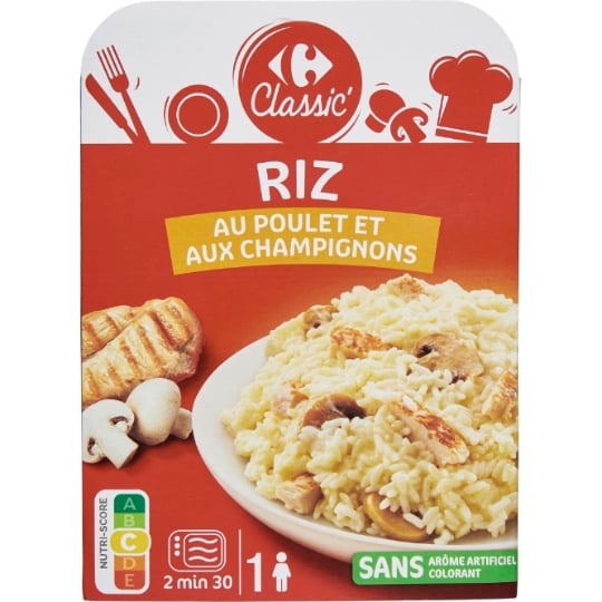 Plat cuisiné riz poulet champignons CARREFOUR CLASSIC'