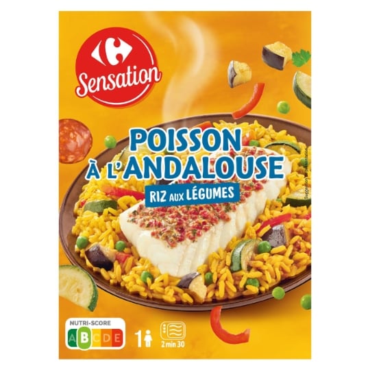 Plat cuisiné poisson, riz aux légumes CARREFOUR SENSATION