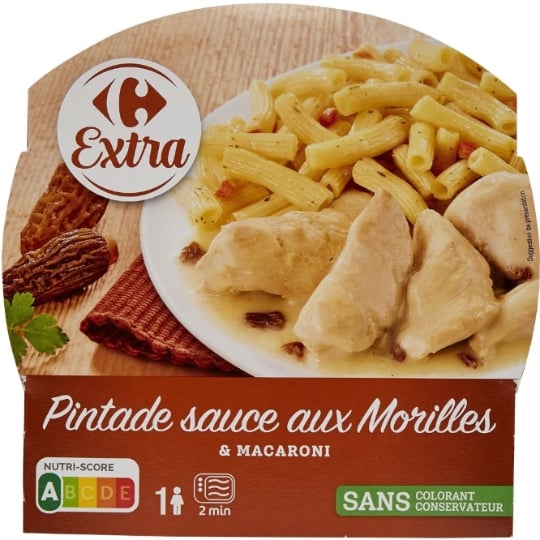 Plat cuisiné pintade morilles macaroni CARREFOUR EXTRA