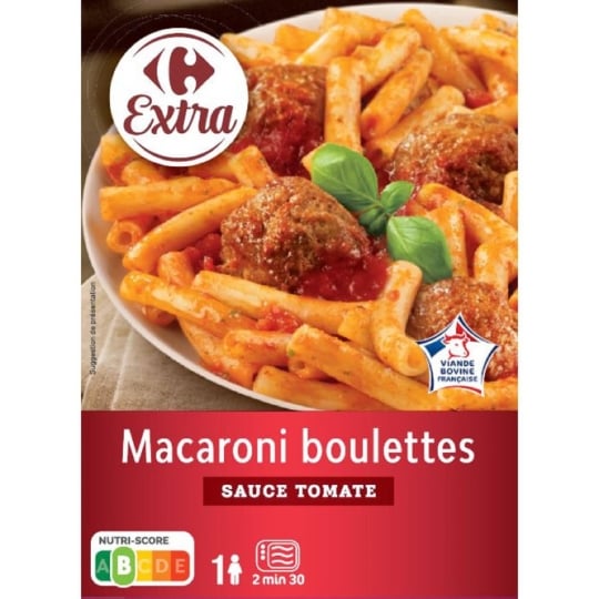 macaroni boulettes sauce tomate macaroni boulettes de viande CARREFOUR EXTRA