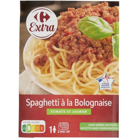 Plat cuisiné spaghetti à la bolognaise CARREFOUR EXTRA