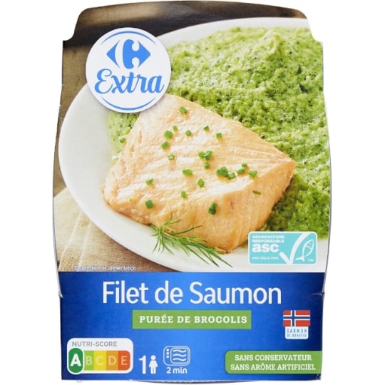 Plat cuisiné filet de saumon brocolis CARREFOUR EXTRA