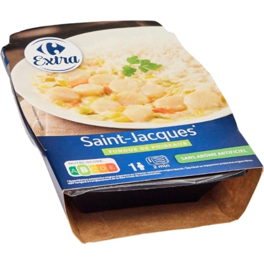 Plat cuisiné Saint-Jacques riz poireaux CARREFOUR EXTRA