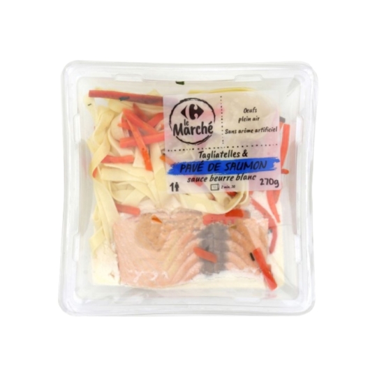 Plat Cuisiné Tagliatelles et Pavé de Saumon Sauce Beurre Blanc CARREFOUR LE MARCHE