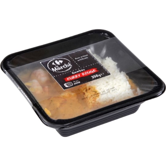 Plat cuisiné gambas curry rouge CARREFOUR LE MARCHE