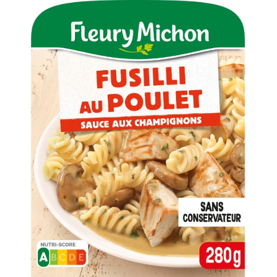 Plat cuisiné fusilli poulet, sauce champignon FLEURY MICHON