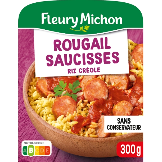 Plat cuisiné rougail saucisses et riz créole FLEURY MICHON
