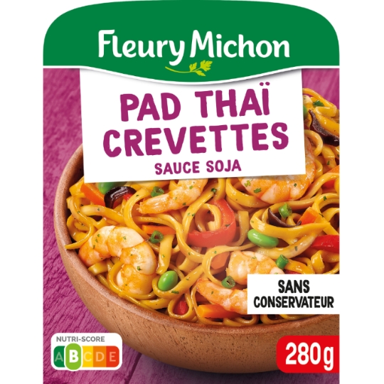 Plat Cuisiné PAD Thaï Crevettes Sauce Soja FLEURY MICHON